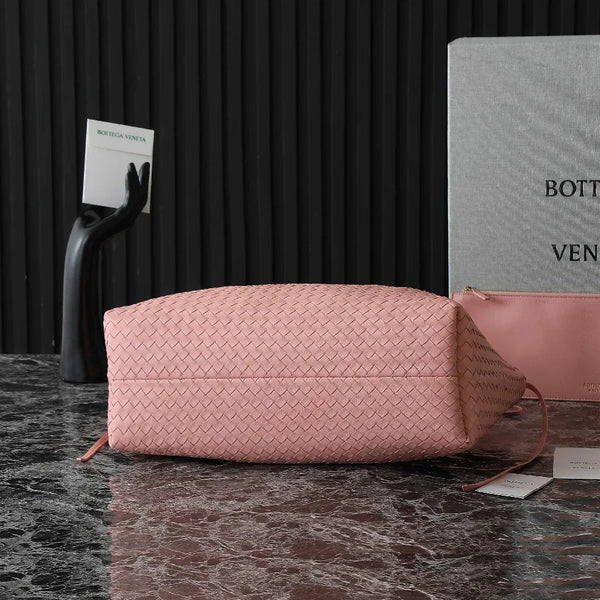 BV Pinacoteca Bag 43cm Pink Intrecciato Calfskin & Suede