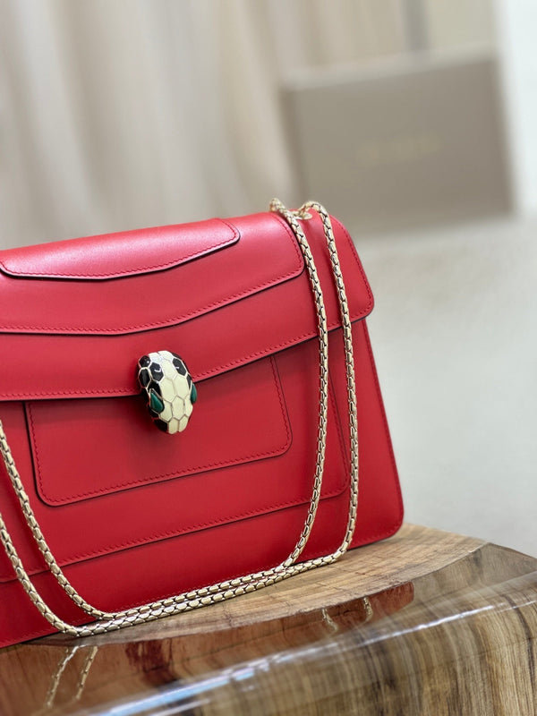 BVL Serpenti Forever Shoulder Bag 28cm Red Cowhide GHW 188667