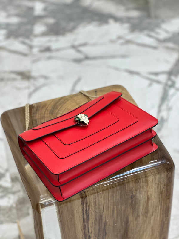 BVL Serpenti Forever Shoulder Bag 28cm Red Cowhide GHW 188667