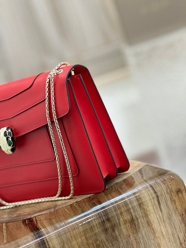 BVL Serpenti Forever Shoulder Bag 28cm Red Cowhide GHW 188667