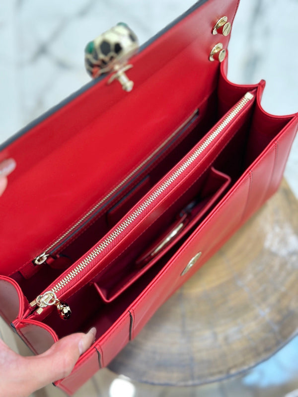 BVL Serpenti Forever Shoulder Bag 28cm Red Cowhide GHW 188667