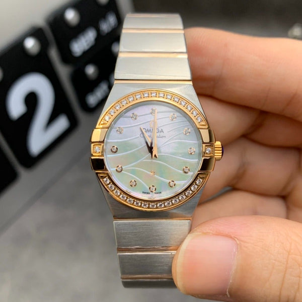 CONSTELLATION LADIES 27MM QUARTZ DIAMOND BEZEL MOTHER OF PEARL DIAL