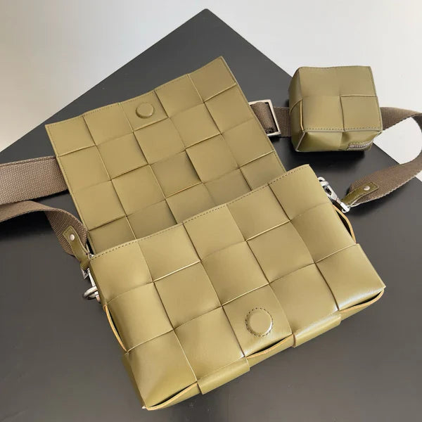 BV Two-In-One Cassette Bag 26cm Olive Green Leather