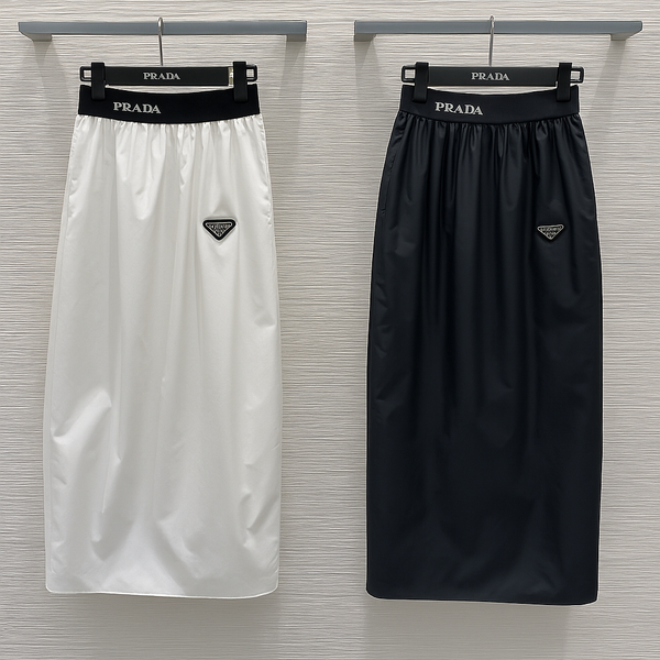 Prada 25 Logo Skirt Black and White Cotton