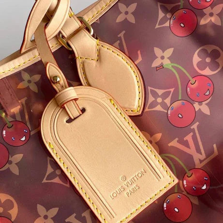 LV x TM OnTheGo GM Brown Beige Monogram Cherry Crystal & Cowhide