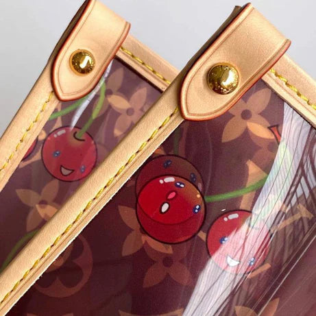 LV x TM OnTheGo GM Brown Beige Monogram Cherry Crystal & Cowhide