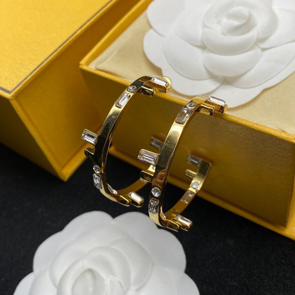 ORECCHINI A CERCHIO CON LOGO FF ORO DIAMANTE