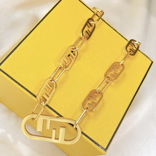 FF LOGO MOTIF GOLD NECKLACE
