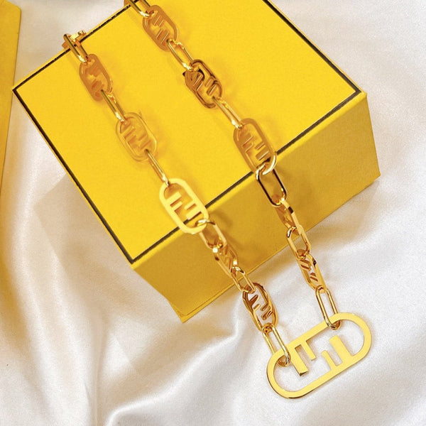 FF LOGO MOTIF GOLD NECKLACE