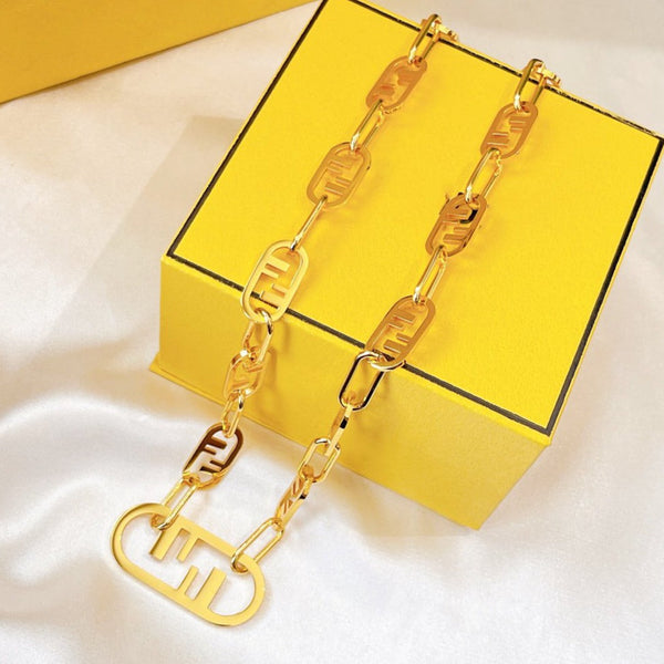 FF LOGO MOTIF GOLD NECKLACE