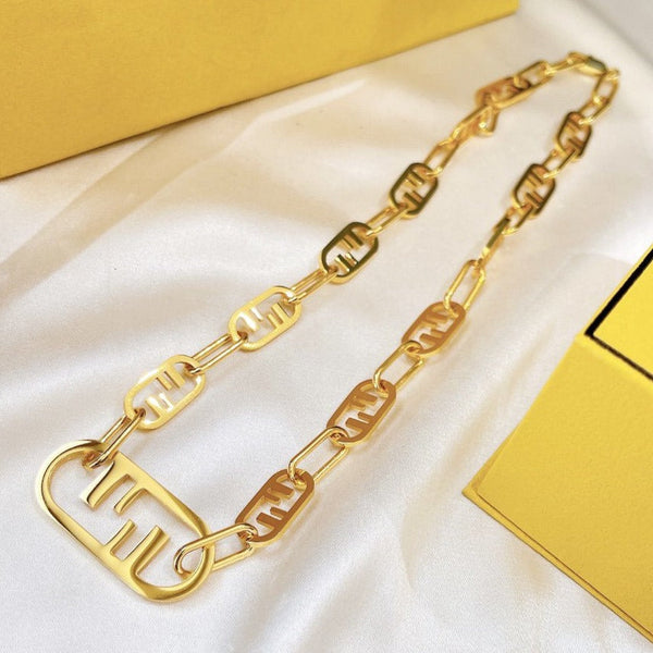 FF LOGO MOTIF GOLD NECKLACE
