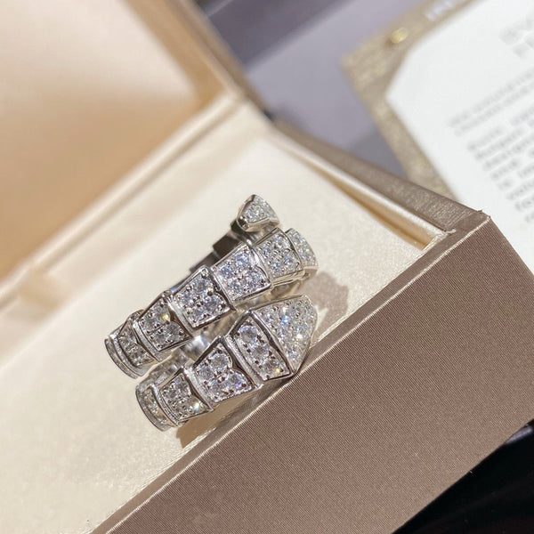 ANELLO DOPPIO SERPENTI ARGENTO CON PAVE' DIAMANTI