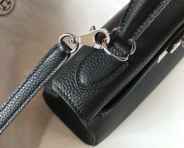 HM KELLY 28CM BLACK TOGO SILVER HARDWARE