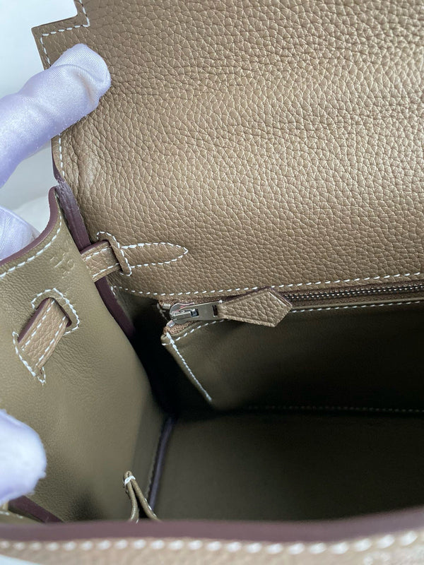 HM KELLY 28CM BROWN TOGO SILVER HARDWARE