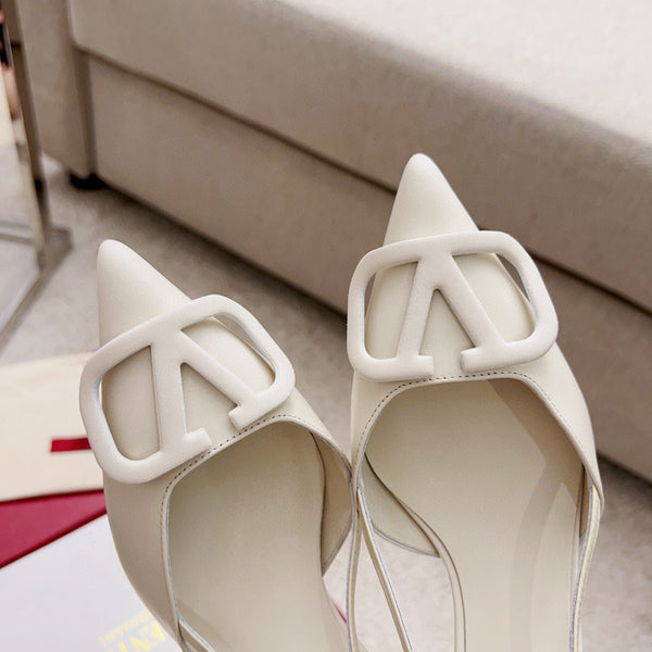 Valentin Vlogo Signature Slingback in pelle di vitello avorio