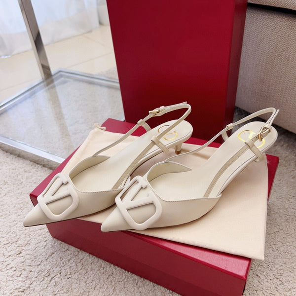 Valentin Vlogo Signature Slingback in pelle di vitello avorio