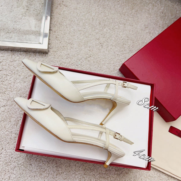Valentin Vlogo Signature Slingback in pelle di vitello avorio