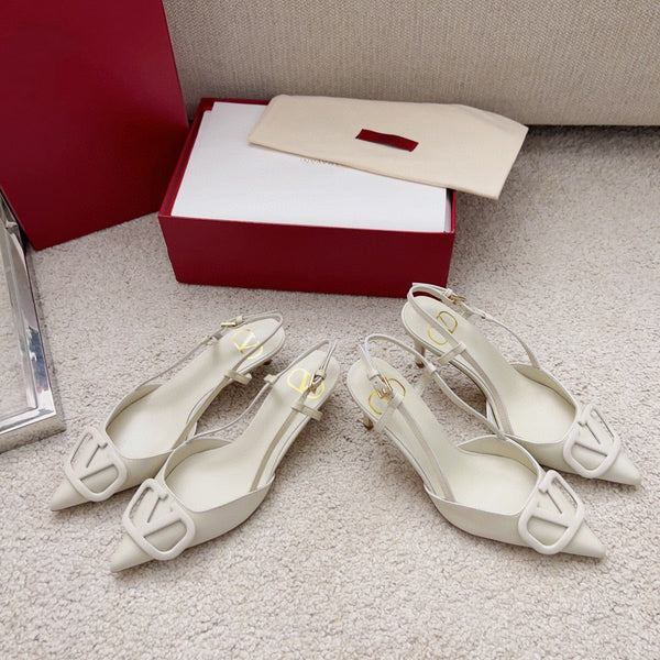Valentin Vlogo Signature Slingback in pelle di vitello avorio