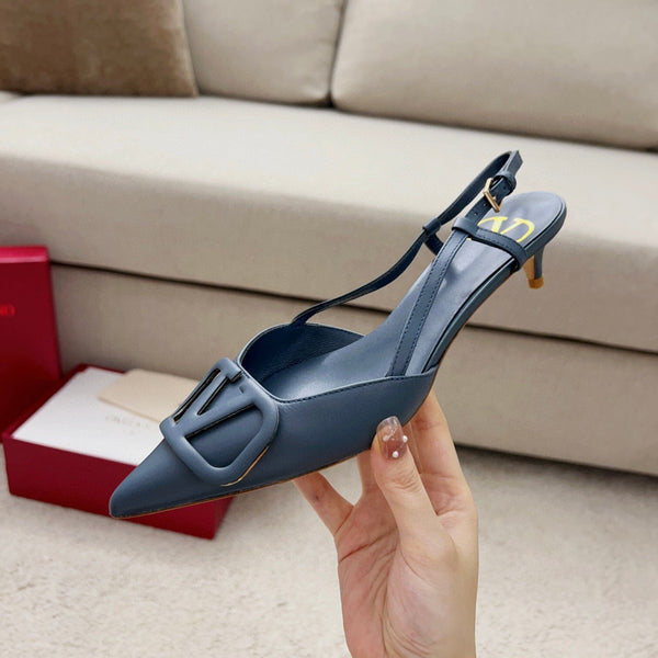 Valentin Vlogo Signature Slingback in pelle di vitello blu