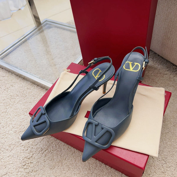 Valentin Vlogo Signature Slingback in pelle di vitello blu