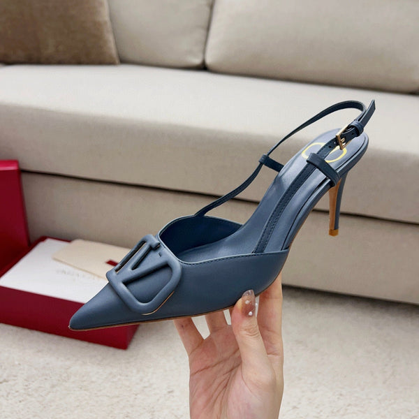 Valentin Vlogo Signature Slingback in pelle di vitello blu
