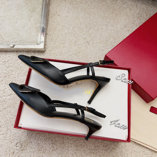 Valentin Vlogo Signature Slingback in pelle di vitello nera