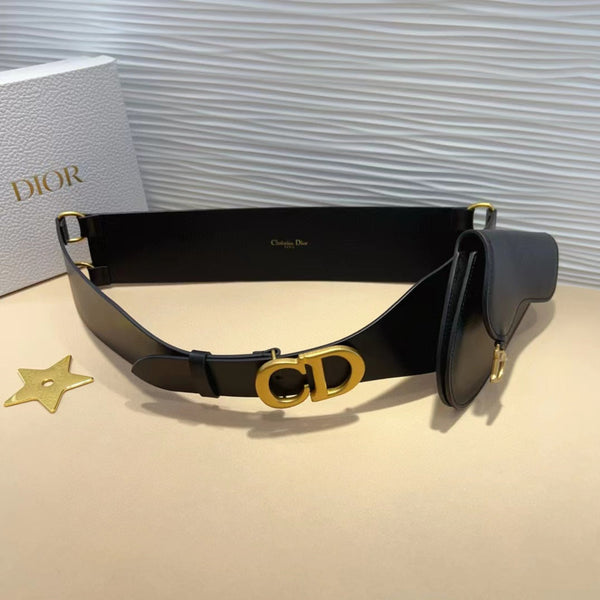 cintura da sella cd con custodia in pelle di vitello nera