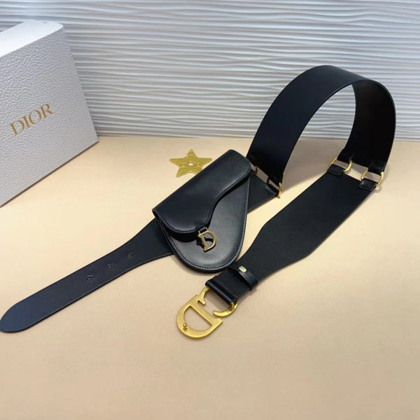 cintura da sella cd con custodia in pelle di vitello nera