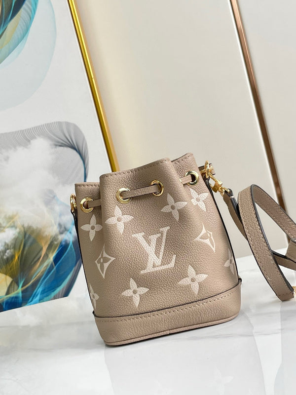 nano noe 13 grey bicolor grey monogram gold hardware