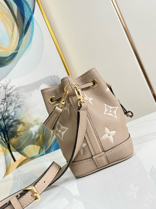 nano noe 13 grey bicolor grey monogram gold hardware