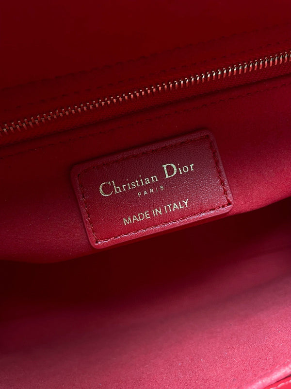 medium lady 24 red calfskin gold hardware