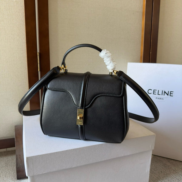 MINI 16 BAG 18CM IN SATINATED CALFSKIN BLACK