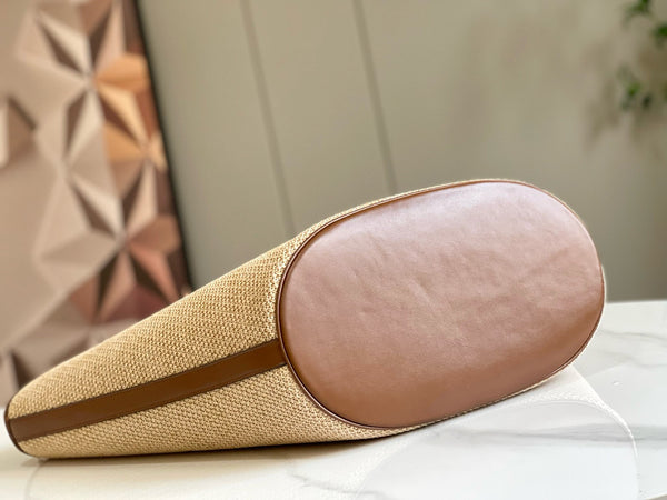 LV saint jacques 22cm tote bag basket raffia brown leather