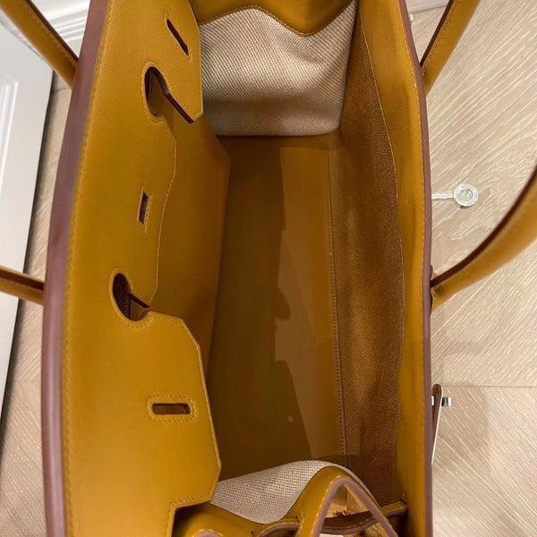 HM BIRKIN 35CM FRAY CANVAS SILVER HARDWARE