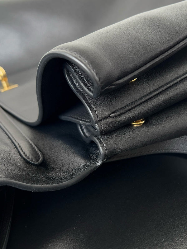 Balencia Tote Bag Black Calfskin Gold Hardware