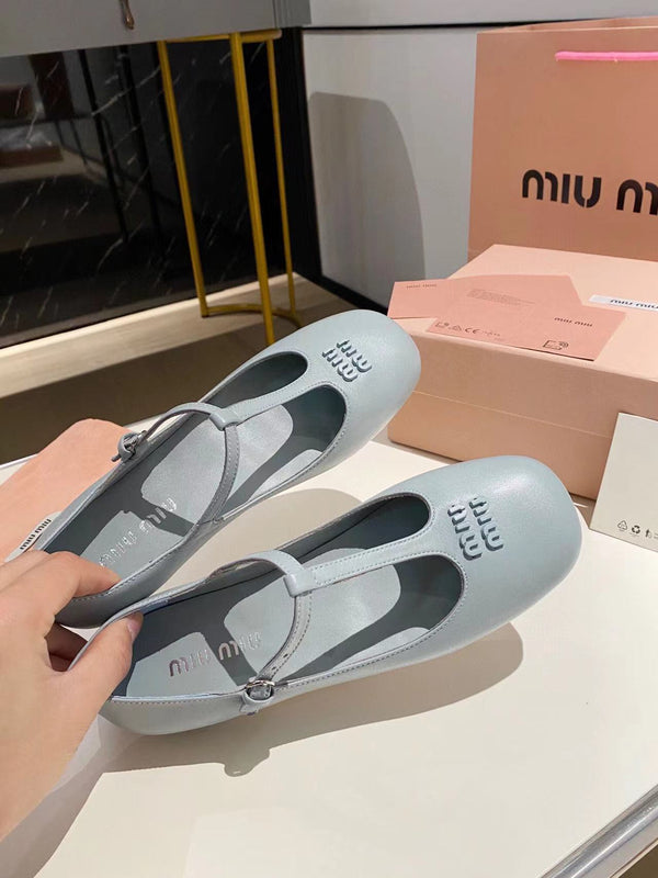 Miu ballerinas cloud blue calfskin