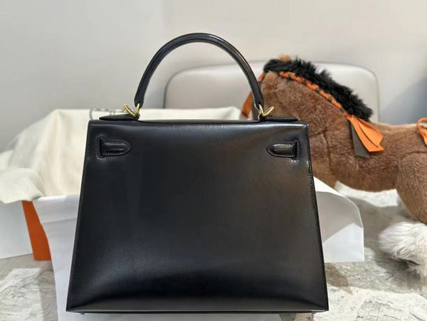 HM KELLY 28CM NERO BOXCALF HARDWARE ORO