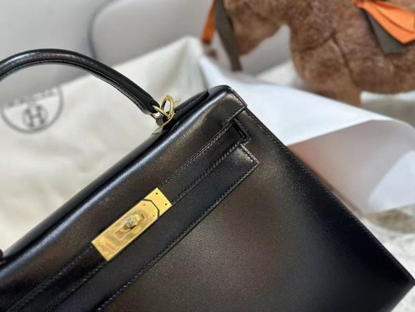 HM KELLY 28CM NERO BOXCALF HARDWARE ORO