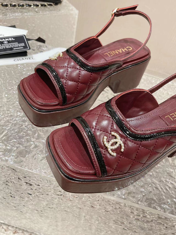 cc platform slingback sandal burgundy calfskin
