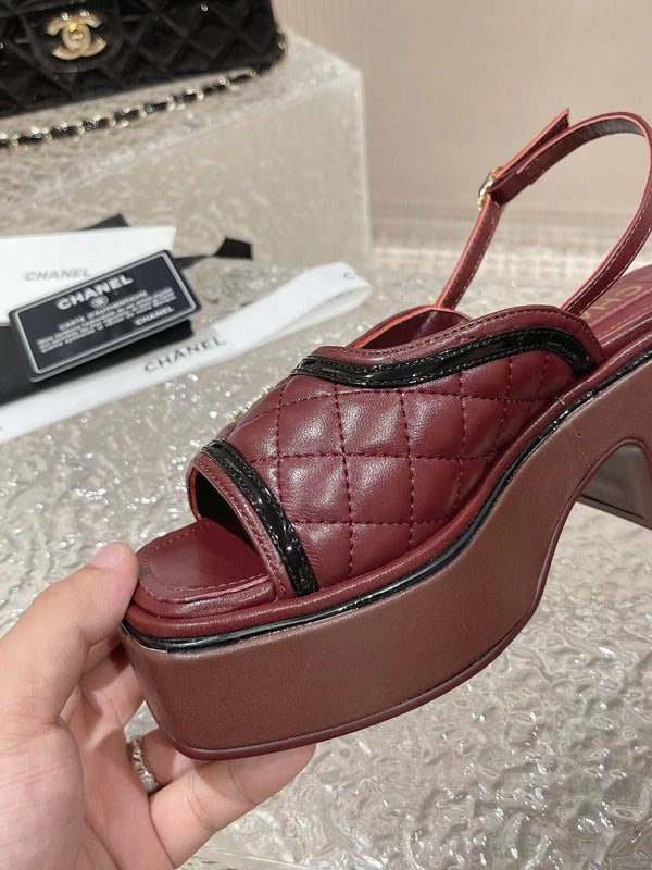 cc platform slingback sandal burgundy calfskin