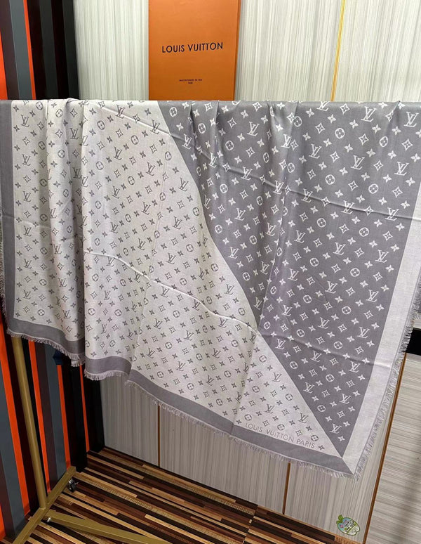 All About LV Monogram Scarf Gray Wool