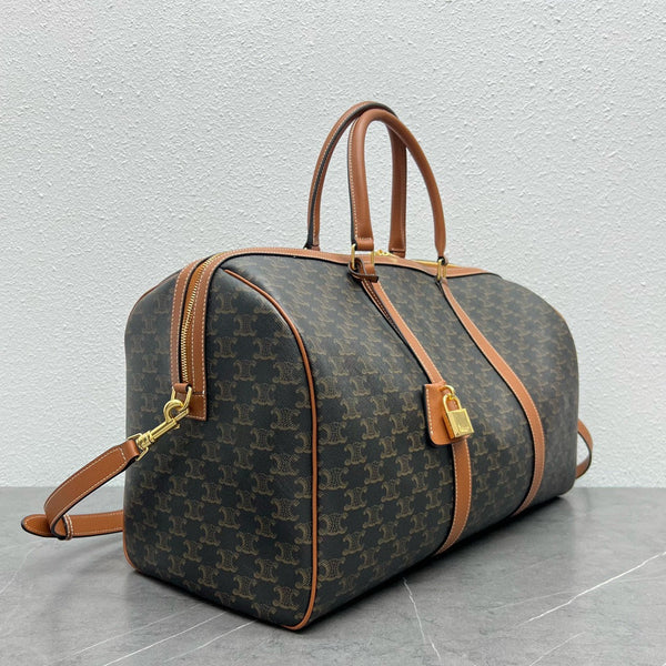 Large Travel Bag 50cm Triomphe Canvas Tan Calfskin