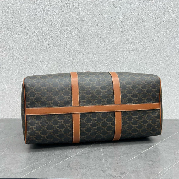 Large Travel Bag 50cm Triomphe Canvas Tan Calfskin