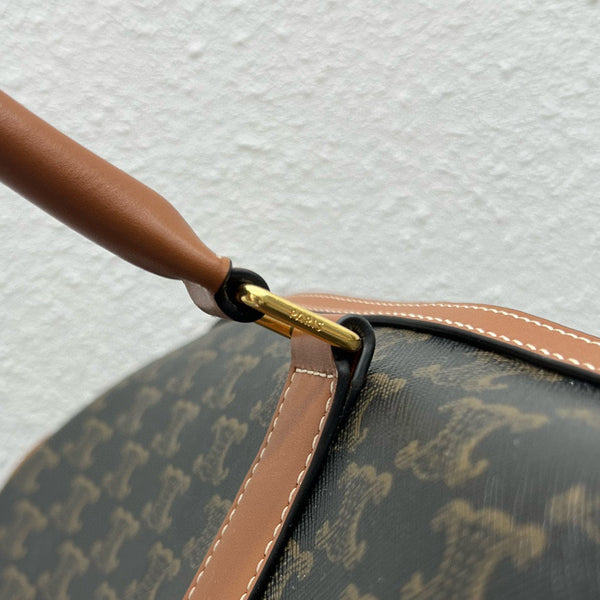 Large Travel Bag 50cm Triomphe Canvas Tan Calfskin