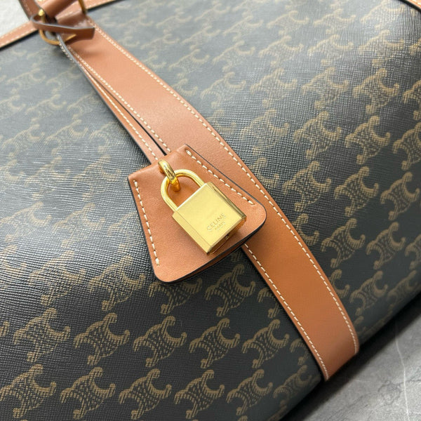 Large Travel Bag 50cm Triomphe Canvas Tan Calfskin