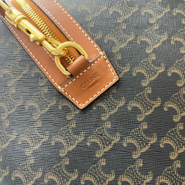 Large Travel Bag 50cm Triomphe Canvas Tan Calfskin