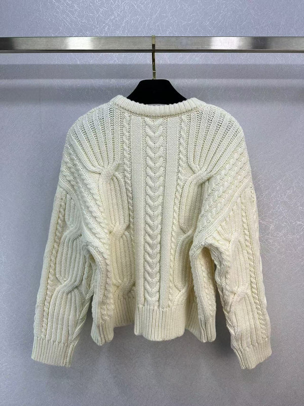 Celin Black Triomphe Cream Sweater
