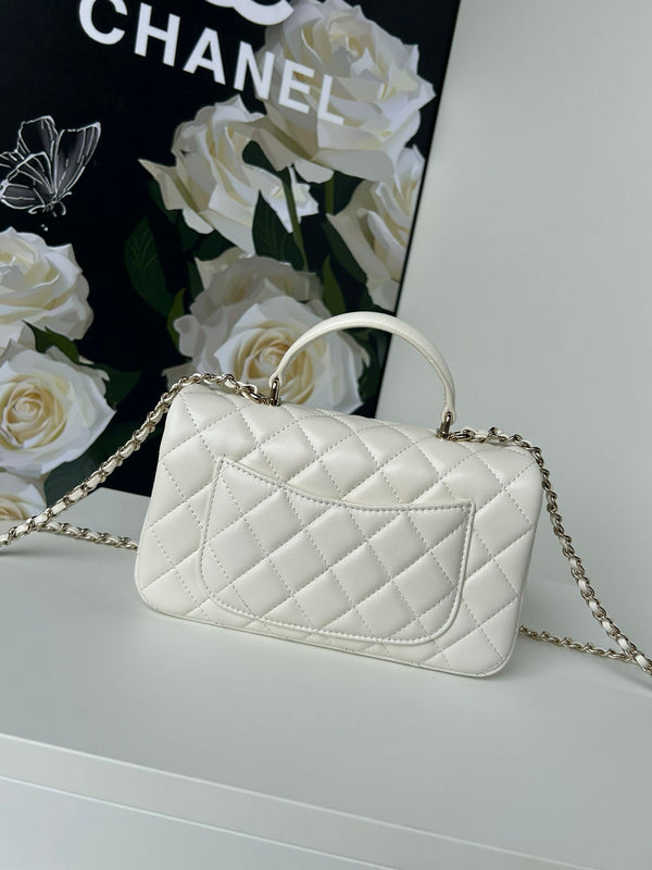 cc flap bag 20 white lambskin silver hardware
