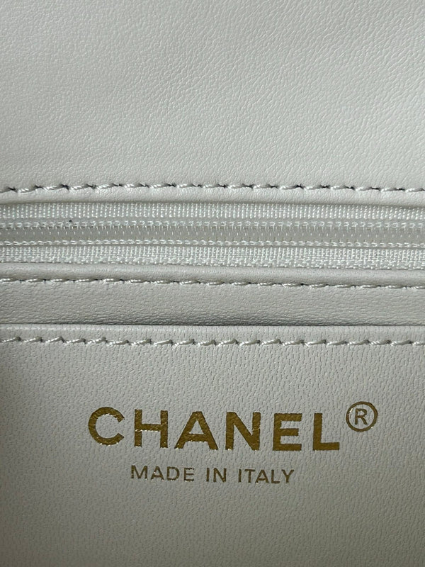 cc flap bag 20 white lambskin silver hardware