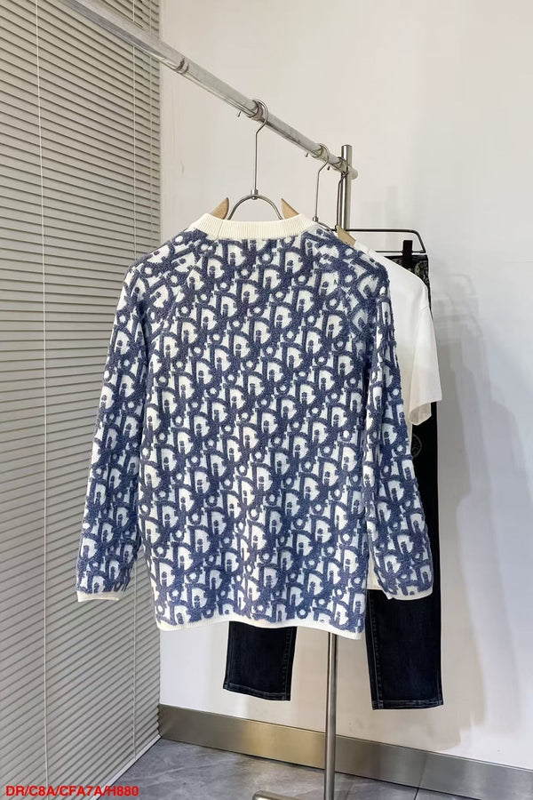 Maglione Oblique CD Bianco Blu Lana